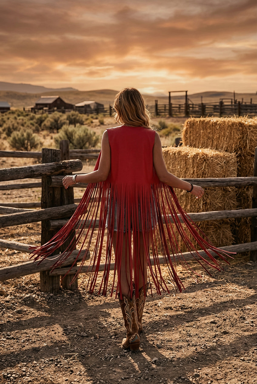 Boho/Western Style Sleeveless Fringe Vest