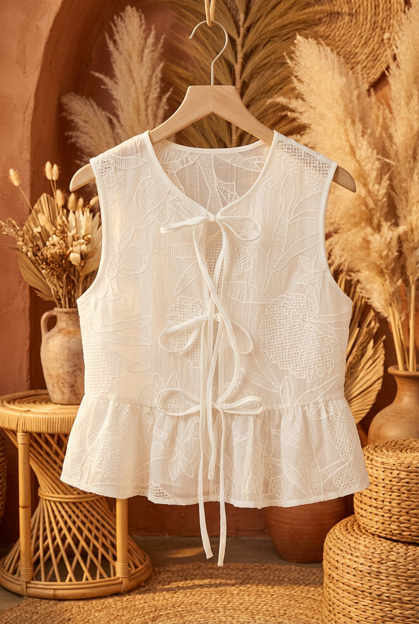 Boho Style Sleeveless Front Tied Top