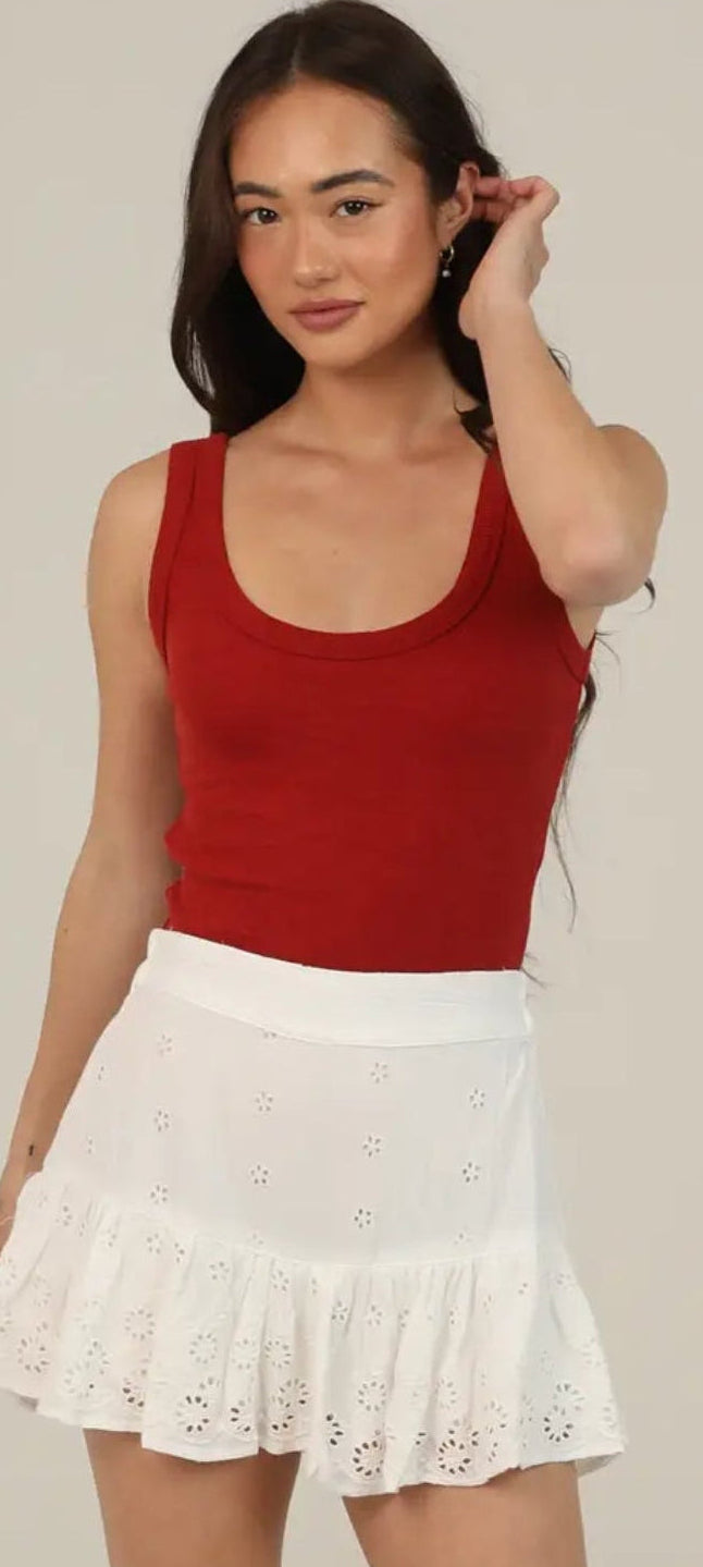 Ivory Eyelet Embroidered Skort