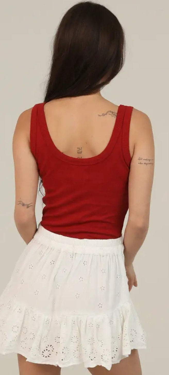 Ivory Eyelet Embroidered Skort