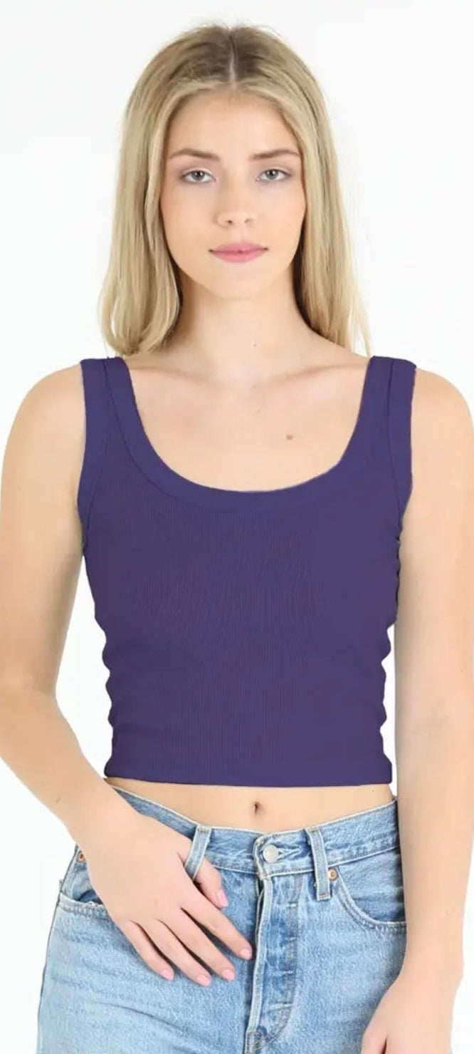 Rib Knit Scoop Neck Tank