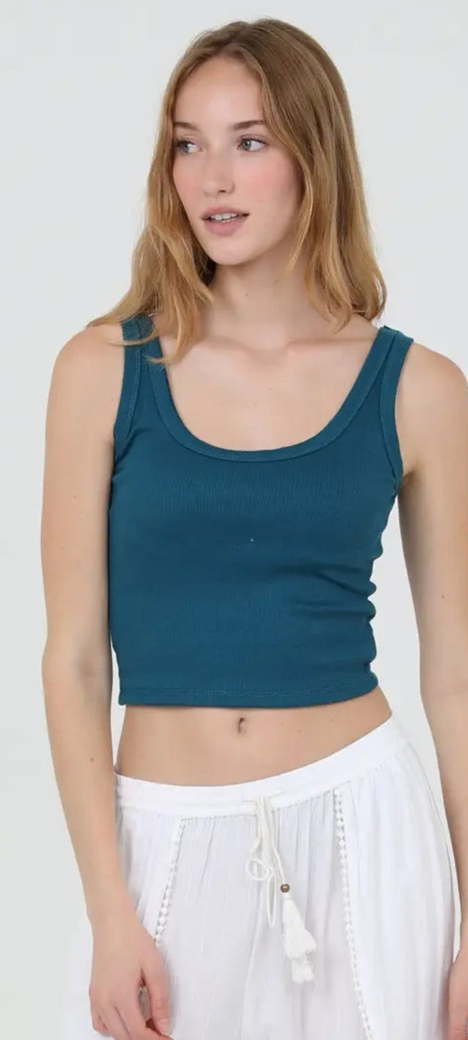 Rib Knit Scoop Neck Tank