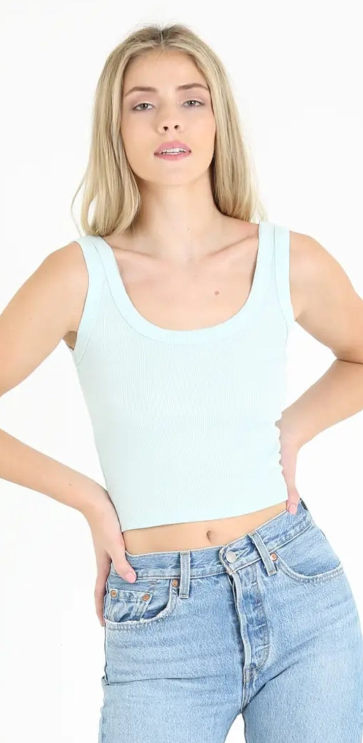 Rib Knit Scoop Neck Tank