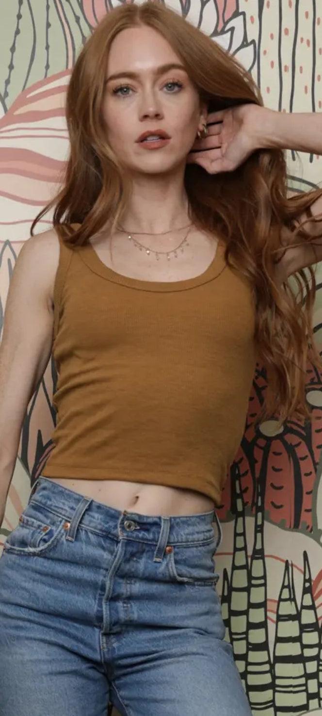Rib Knit Scoop Neck Tank