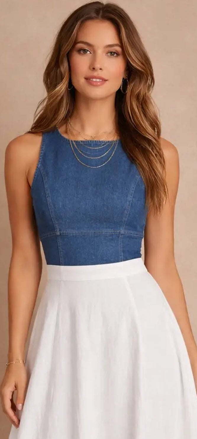Sculpted Stretch Denim Tank Corset