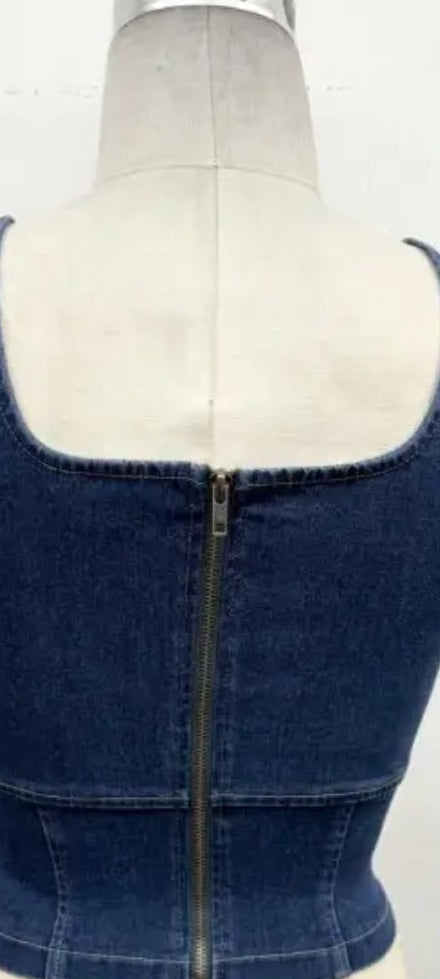 Sculpted Stretch Denim Tank Corset