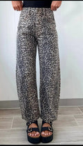 Black Leopard Print High
Waist Barrel Jeans