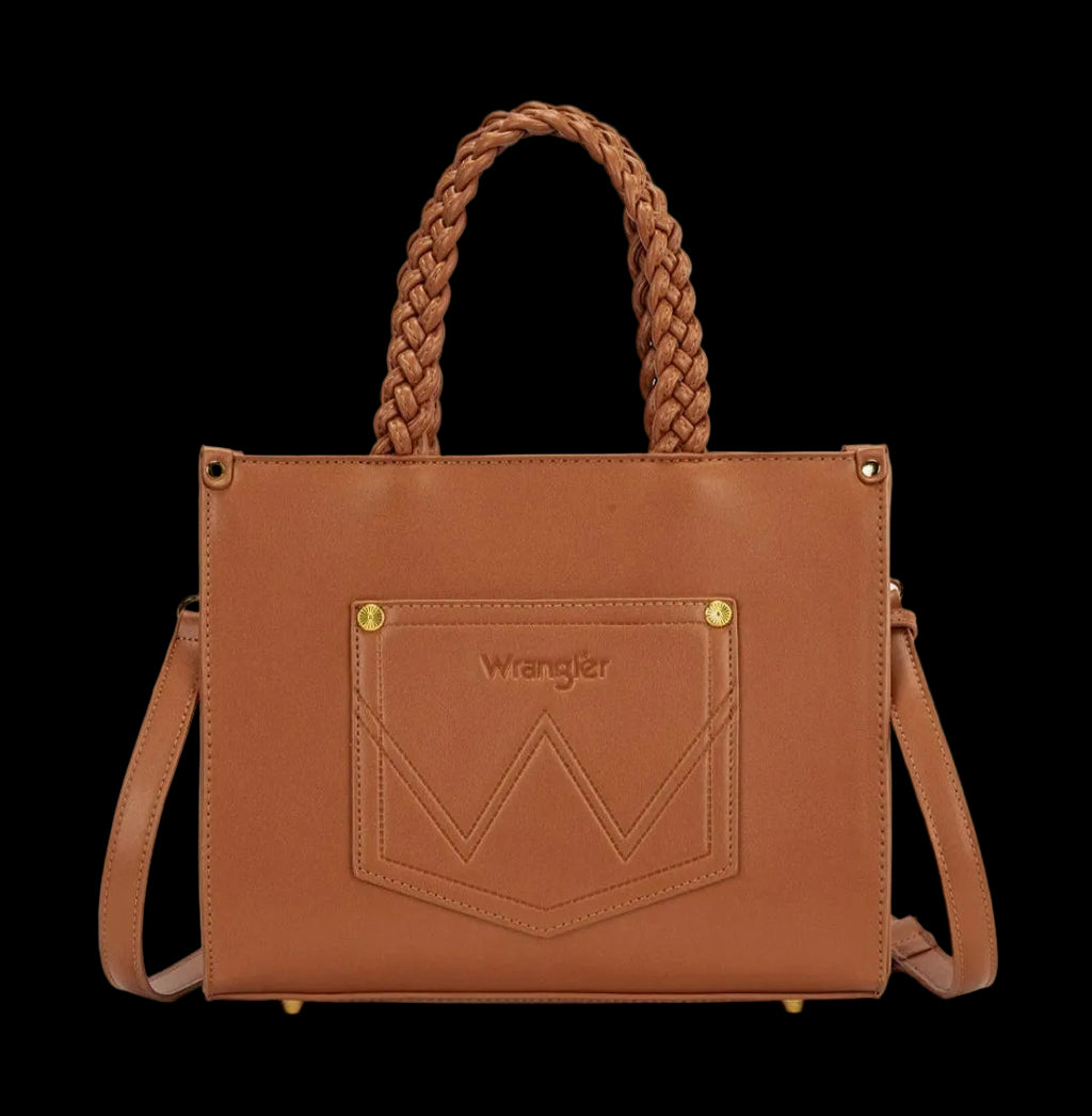 Wrangler Floral Print Braided Tote Crossbody Bag
