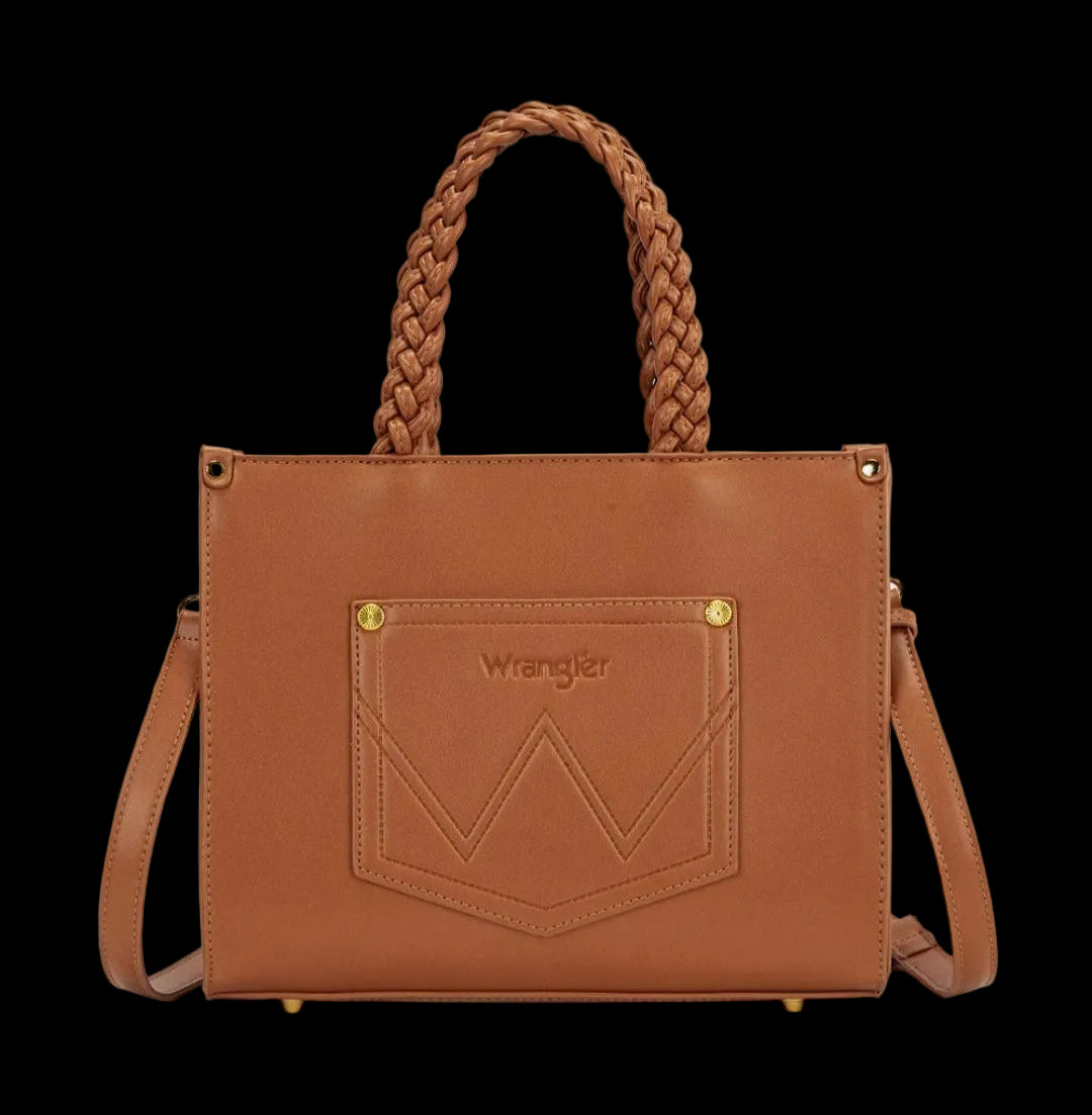 Wrangler Floral Print Braided Tote Crossbody Bag