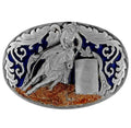 Usa-Made Barrel Racer Belt Buckle with Enamel Finish