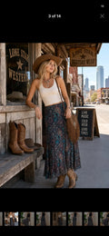 Paisley Print Mesh Skirt
