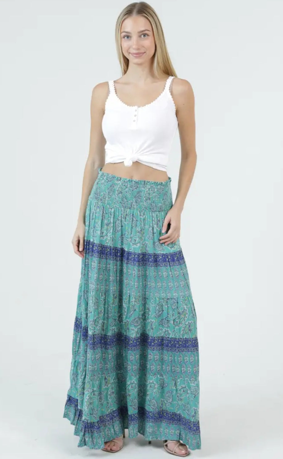 Tiered Skirt with
Smocked Waistband