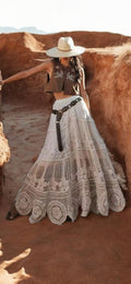 Boho Dream Crochet Lace Maxi Skirt – Ivory