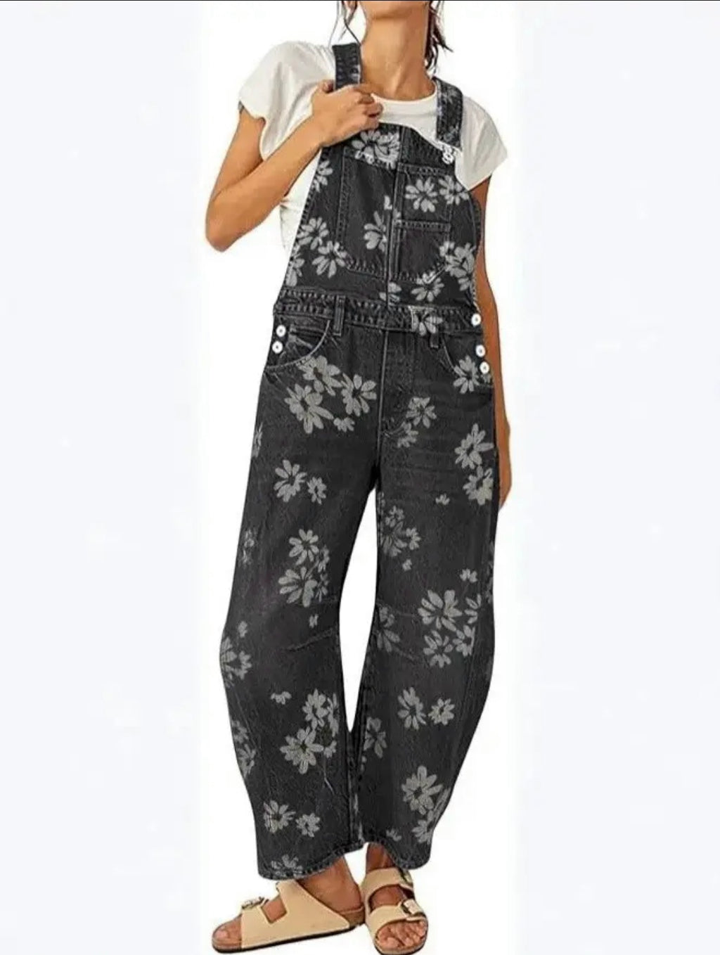Available November 27 Boho Floral Print Retro Style Denim Overalls