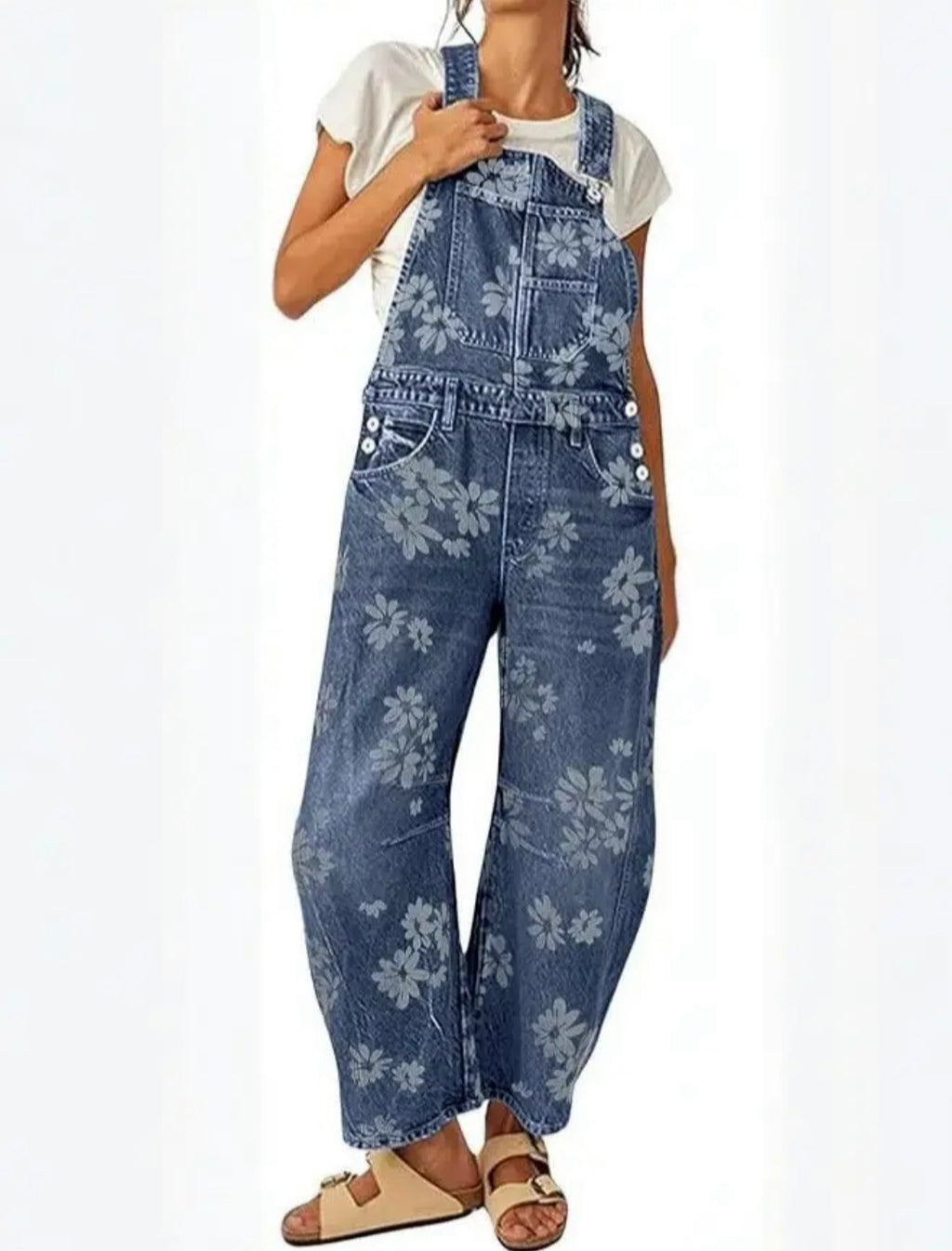 Available November 27 Boho Floral Print Retro Style Denim Overalls